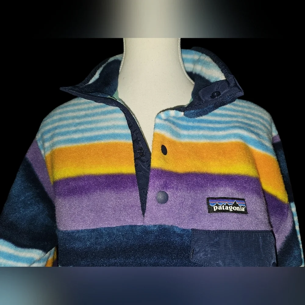 Patagonia Unisex Synchilla Snap-T Fleece Pullover 2016 Painted Fitz Stripe Sz XS - Picture 14 of 16